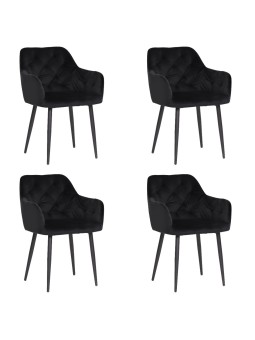 Lot de 4 MARIO Fauteuil en Velours Capitonné au Style Contemporain ...