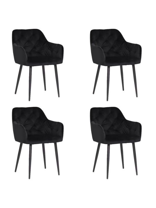 Lot de 4 MARIO Fauteuil en Velours Capitonné au Style Contemporain ...