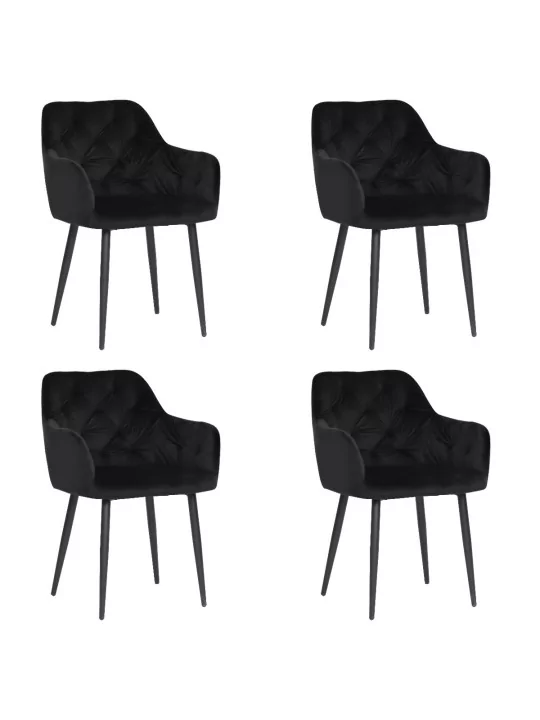 Lot de 4 MARIO Fauteuil en Velours Capitonné au Style Contemporain ...