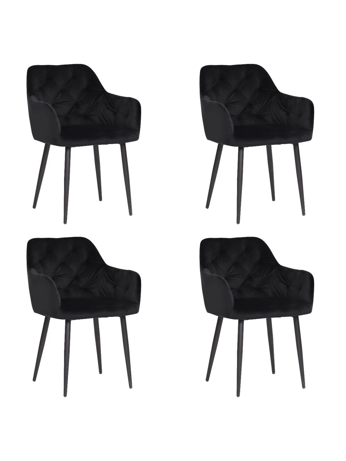 Lot de 4 MARIO Fauteuil en Velours Capitonné au Style Contemporain ...