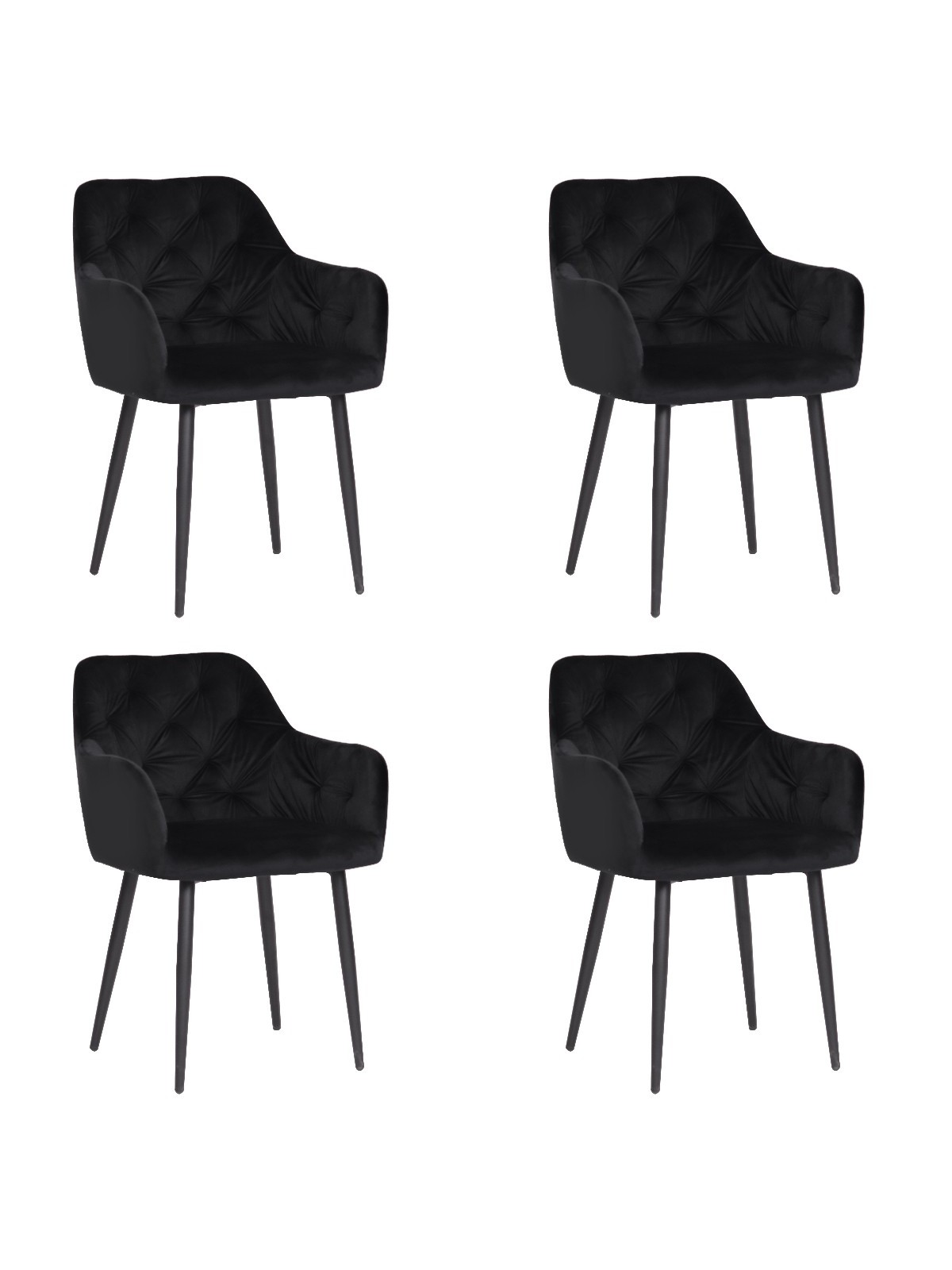 Lot de 4 MARIO Fauteuil en Velours Capitonné au Style Contemporain ...