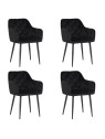 Lot de 4 MARIO Fauteuil en Velours Capitonné au Style Contemporain ...