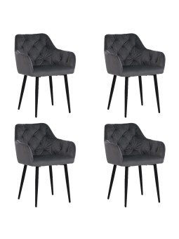 Lot de 4 MARIO Fauteuil en Velours Capitonné au Style Contemporain ...