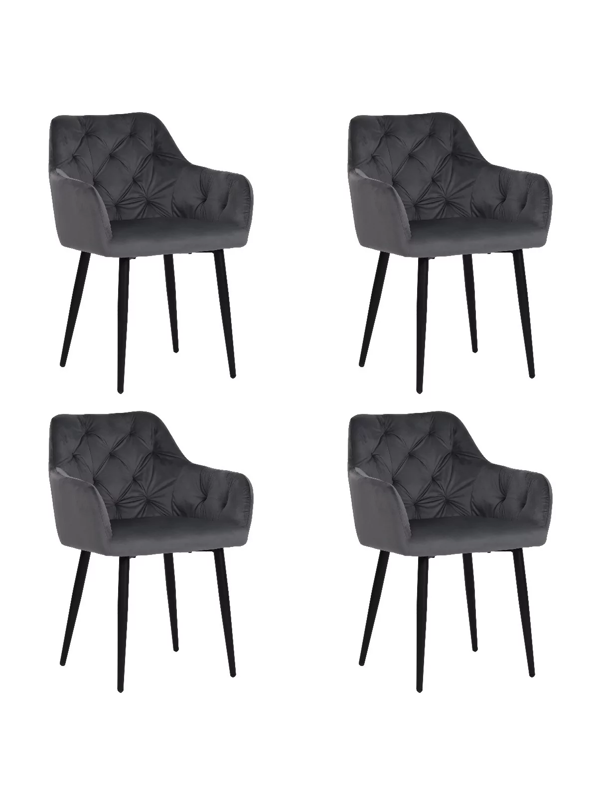 Lot de 4 MARIO Fauteuil en Velours Capitonné au Style Contemporain ...