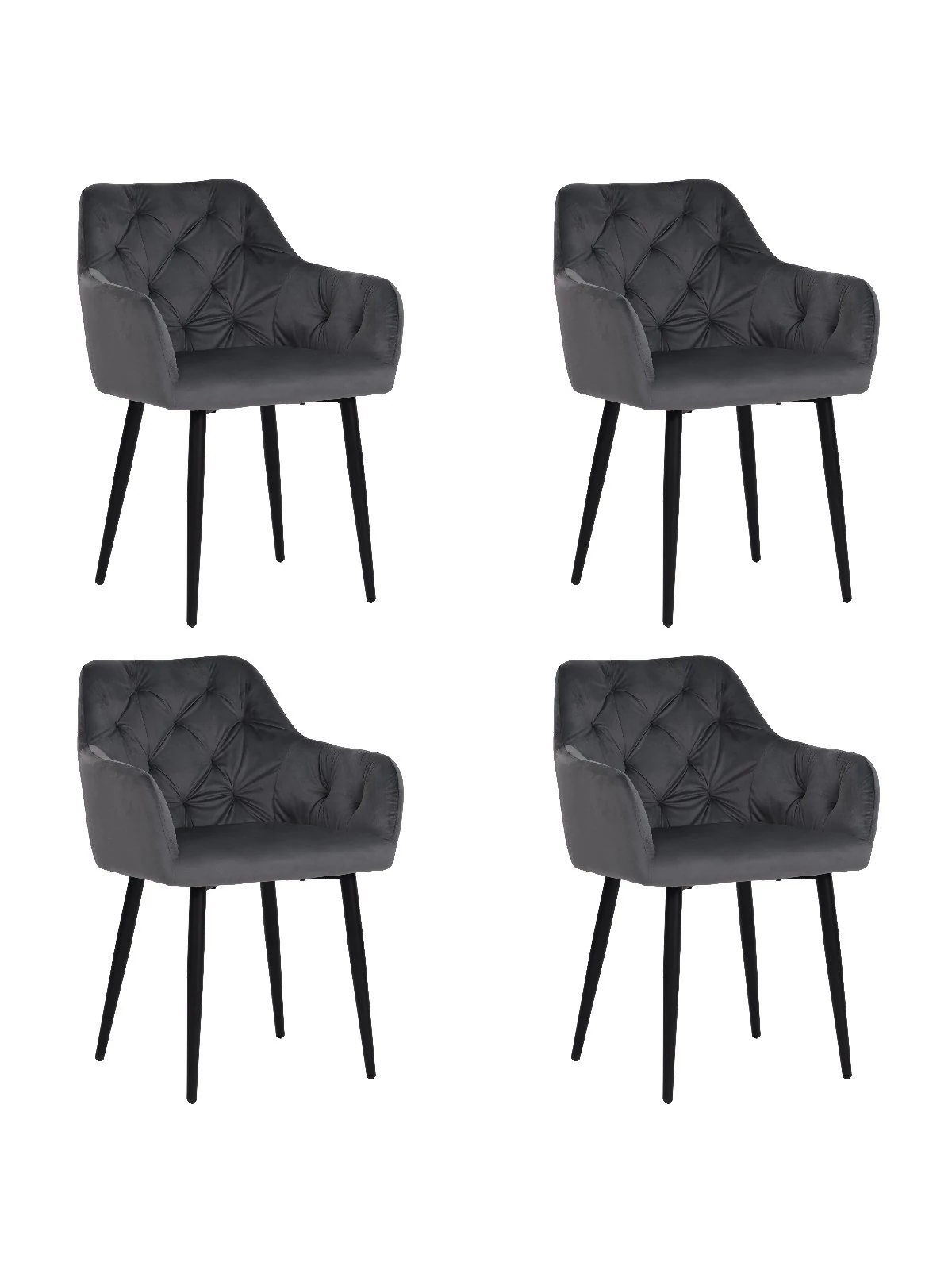 Lot de 4 MARIO Fauteuil en Velours Capitonné au Style Contemporain ...