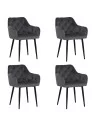 Lot de 4 MARIO Fauteuil en Velours Capitonné au Style Contemporain ...