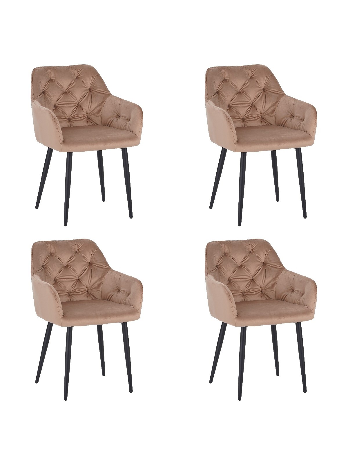 Lot de 4 MARIO Fauteuil en Velours Capitonné au Style Contemporain ...