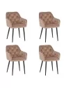 Lot de 4 MARIO Fauteuil en Velours Capitonné au Style Contemporain ...