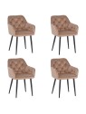 Lot de 4 MARIO Fauteuil en Velours Capitonné au Style Contemporain ...