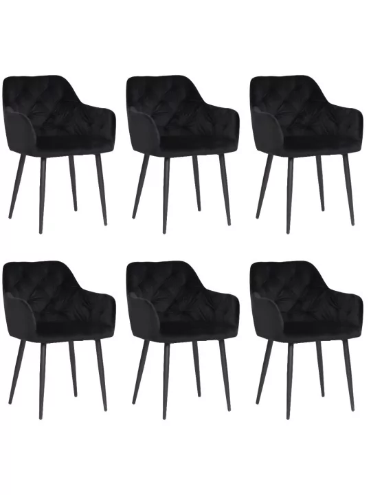Lot de 6 MARIO Fauteuil en Velours Capitonné au Style Contemporain ...