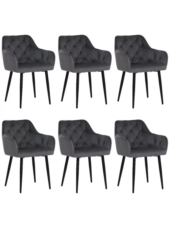 Set of 6 MARIO Tufted Velvet Armchair with Contemporary Style