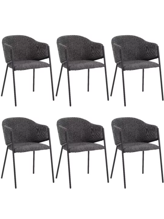 Lot of 6 CUICY Luxury Monochromatic Dining Chair with Modern Design