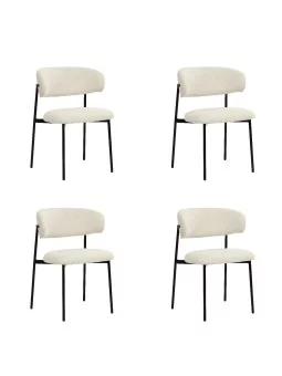 Lot de 4 KELLY Chaise de Salle à Manger Minimaliste en Velours Côte...