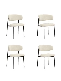 Lot de 4 KELLY Chaise de Salle à Manger Minimaliste en Tissu Bouclé...