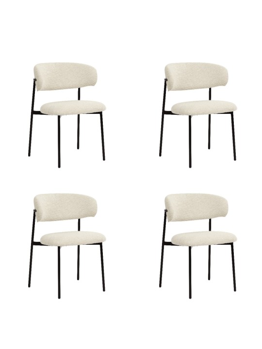 Lot de 4 KELLY Chaise de Salle à Manger Minimaliste en Tissu Bouclé...