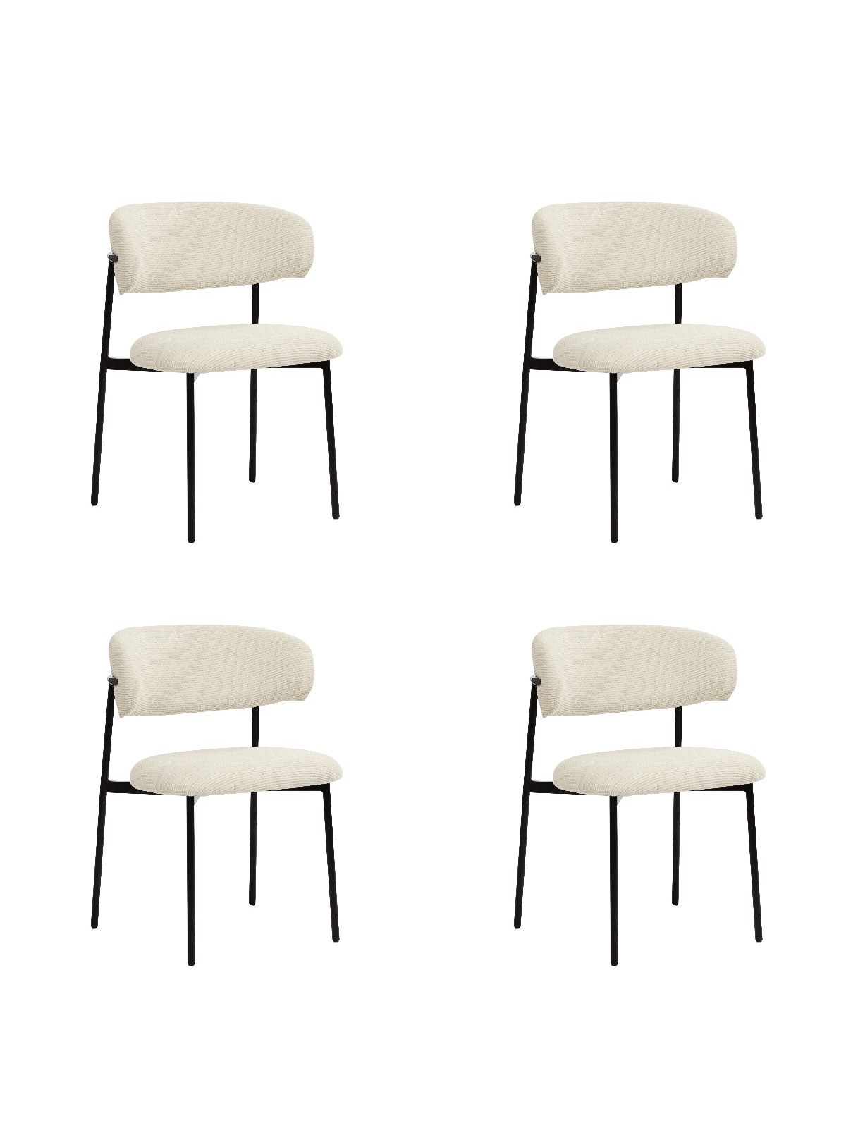Lot de 4 KELLY Chaise de Salle à Manger Minimaliste en Tissu Bouclé...