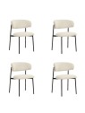 Lot de 4 KELLY Chaise de Salle à Manger Minimaliste en Tissu Bouclé...