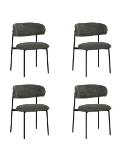 Lot de 4 KELLY Chaise de Salle à Manger Minimaliste en Velours Côte...