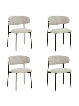 Lot de 4 KELLY Chaise de Salle à Manger Minimaliste en Velours Côte...