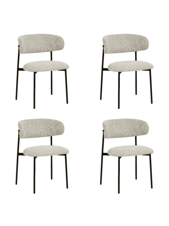 Lot de 4 KELLY Chaise de Salle à Manger Minimaliste en Tissu Bouclé...