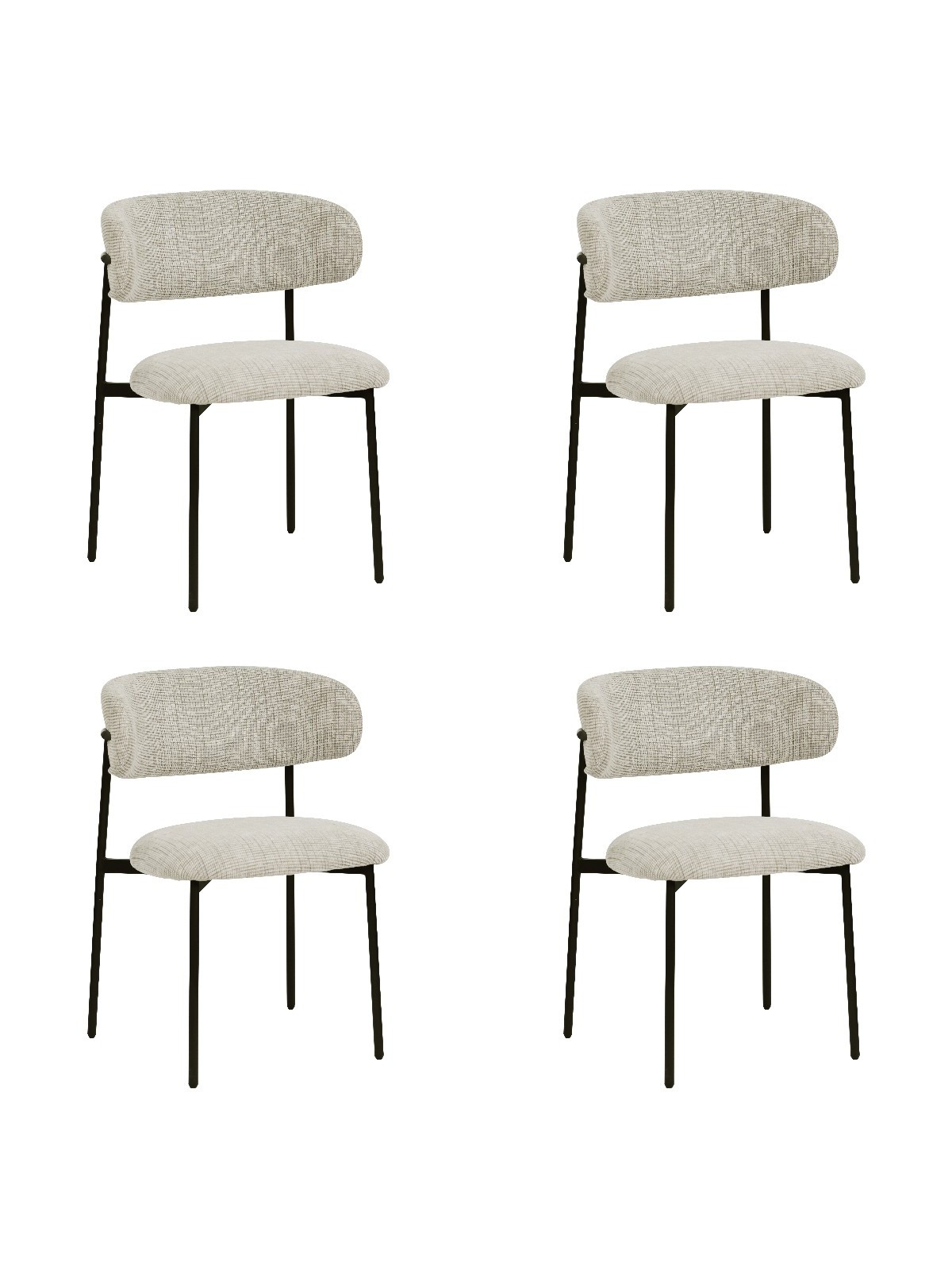Lot de 4 KELLY Chaise de Salle à Manger Minimaliste en Tissu Bouclé...