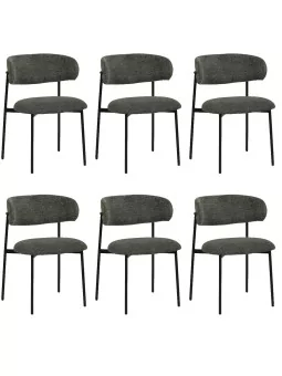 Lot de 6 KELLY Chaise de Salle à Manger Minimaliste en Velours Côte...