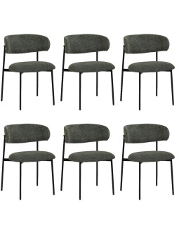 Lot de 6 KELLY Chaise de Salle à Manger Minimaliste en Tissu Bouclé...