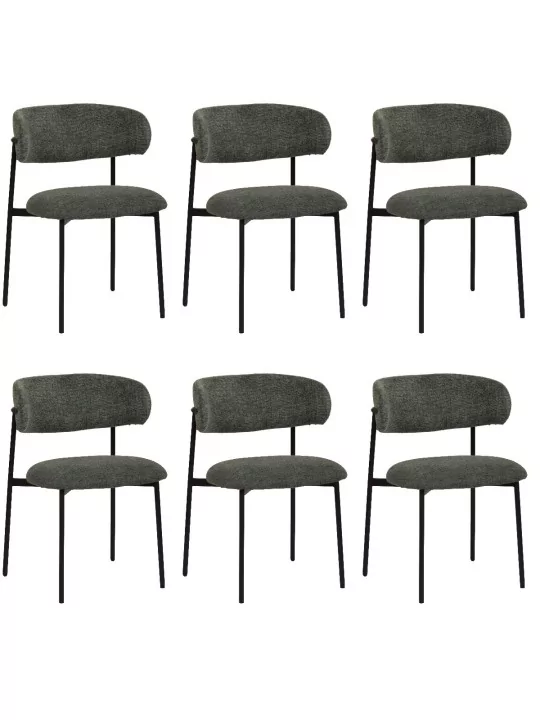 Lot de 6 KELLY Chaise de Salle à Manger Minimaliste en Velours Côte...