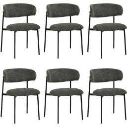 Lot de 6 KELLY Chaise de Salle à Manger Minimaliste en Tissu Bouclé...