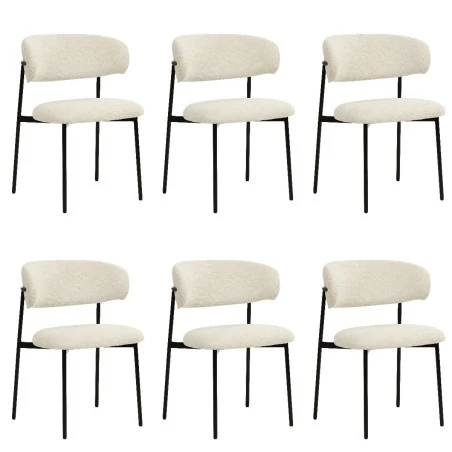 Lot de 6 KELLY Chaise de Salle à Manger Minimaliste en Tissu Bouclé...