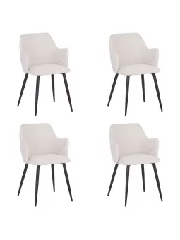 Set of 4 LANCE Contemporary Linen Dining Chair with Armrests
