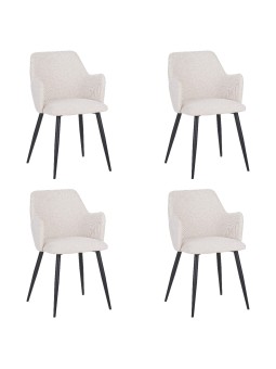 Set of 4 LANCE Contemporary Linen Dining Chair with Armrests