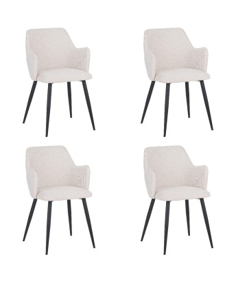 Set of 4 LANCE Contemporary Linen Dining Chair with Armrests