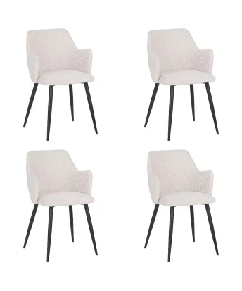 Set of 4 LANCE Contemporary Linen Dining Chair with Armrests