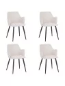 Set of 4 LANCE Contemporary Linen Dining Chair with Armrests