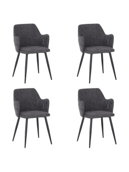Set of 4 LANCE Contemporary Linen Dining Chair with Armrests