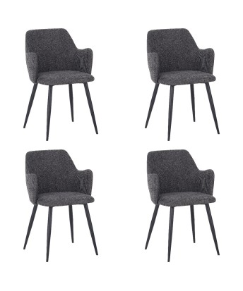 Set of 4 LANCE Contemporary Linen Dining Chair with Armrests