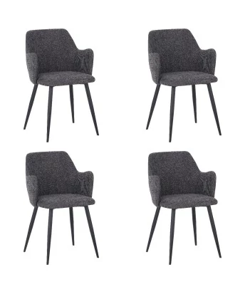 Set of 4 LANCE Contemporary Linen Dining Chair with Armrests