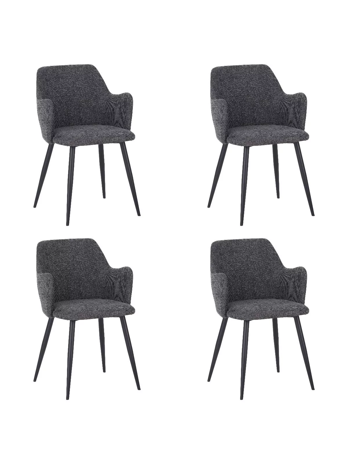 Set of 4 LANCE Contemporary Linen Dining Chair with Armrests