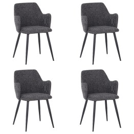 Set of 4 LANCE Contemporary Linen Dining Chair with Armrests