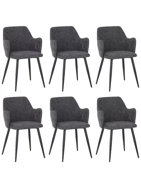 Lot de 6 LANCE Chaise de Salle à Manger Contemporaine avec Accoudoi...