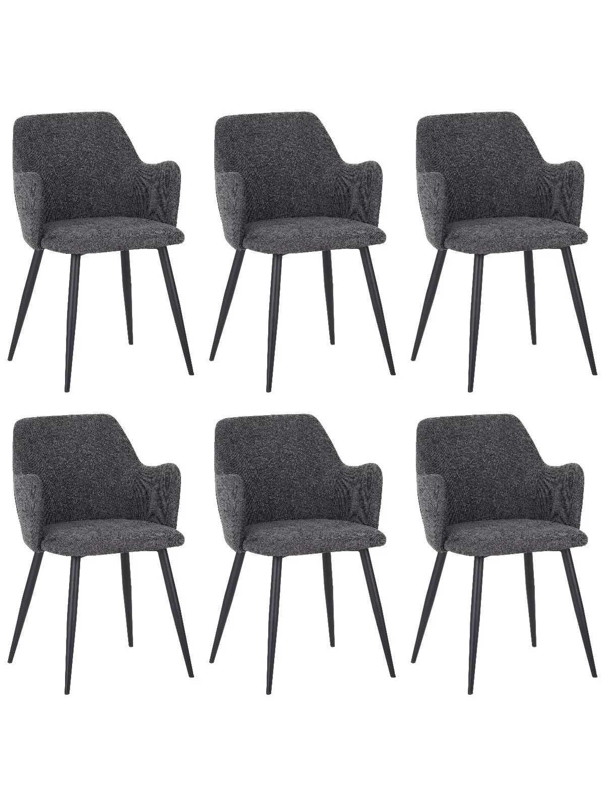 Set of 6 LANCE Contemporary Linen Dining Chair with Armrests