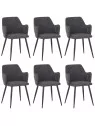 Set of 6 LANCE Contemporary Linen Dining Chair with Armrests