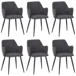 Set of 6 LANCE Contemporary Linen Dining Chair with Armrests