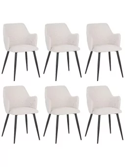 Set of 6 LANCE Contemporary Linen Dining Chair with Armrests