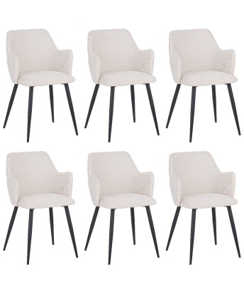 Set of 6 LANCE Contemporary Linen Dining Chair with Armrests