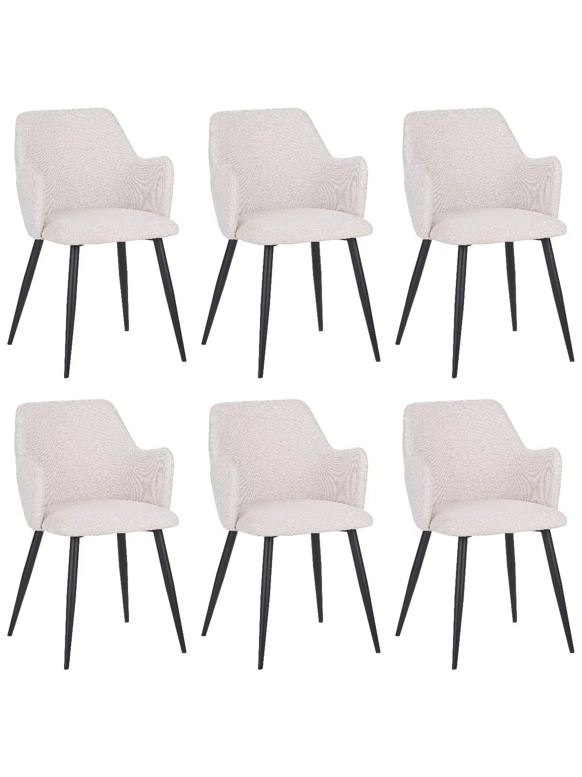 Set of 6 LANCE Contemporary Linen Dining Chair with Armrests