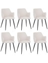 Set of 6 LANCE Contemporary Linen Dining Chair with Armrests