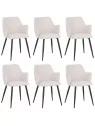Set of 6 LANCE Contemporary Linen Dining Chair with Armrests