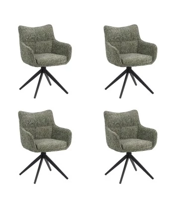 Set of 4 SELINA Modern 360° Swivel Accent Chair with Spider Base